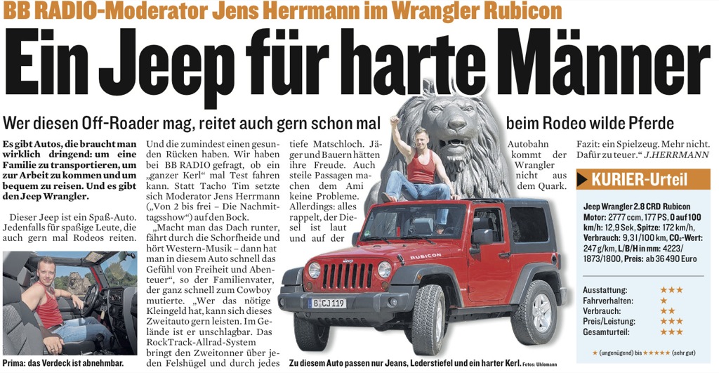 Jens Herrmann als Autotester im Berliner Kurier